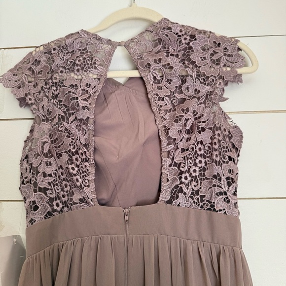 Little Mistress lace insert drape maxi dress in oyster - Picture 14 of 14